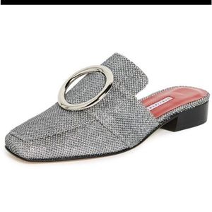 Dorateymur Petrol sparkly glittering silver mules
